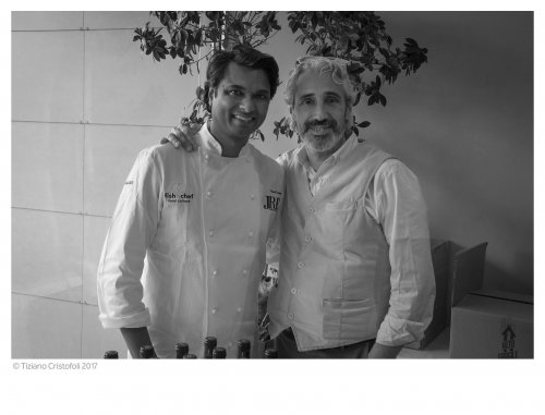 Vinod Sookar e Leandro Luppi, patron della Vecchia Malcesine e ideatore di Fish & Chef